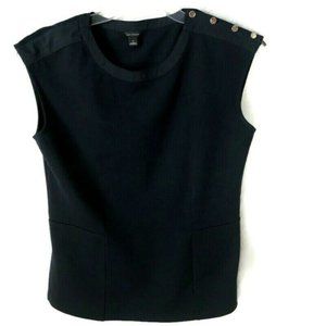 CLOSING SALE Stretch Navy Top w/ Button Detail